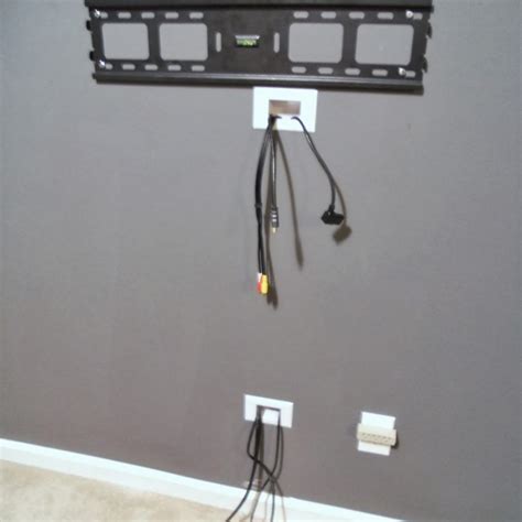 running hung tv wires in wall to junction box|running wires for wall mounted tv.